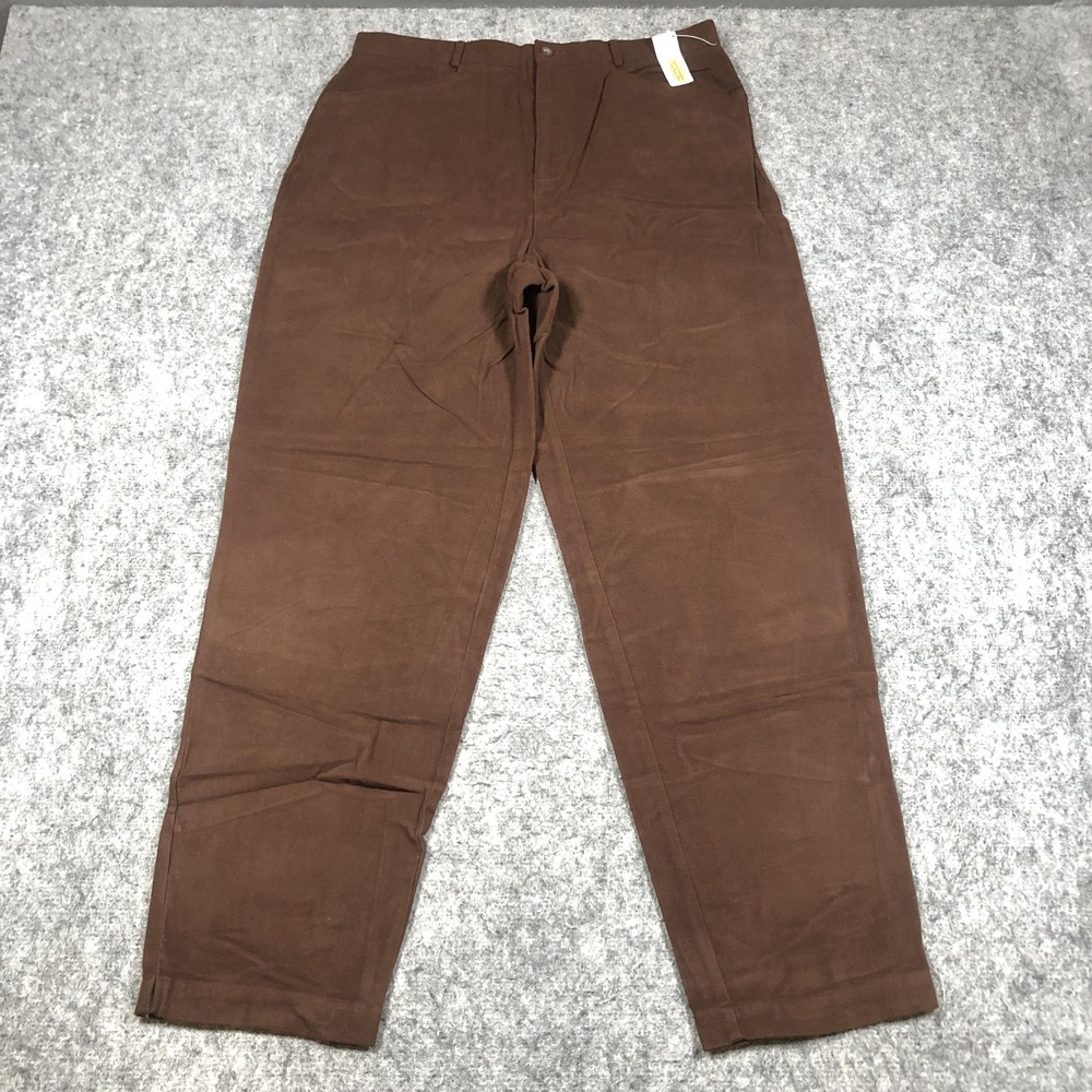 Talbots Pants Womens 14 Brown Twill Chino Relaxed Fit Flat Front Casual Workwear